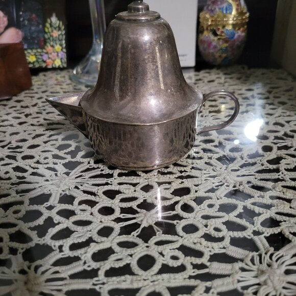 Tea kettle Mini Silver Plated Antique Interesting design Unsigned - Picture 2 of 11